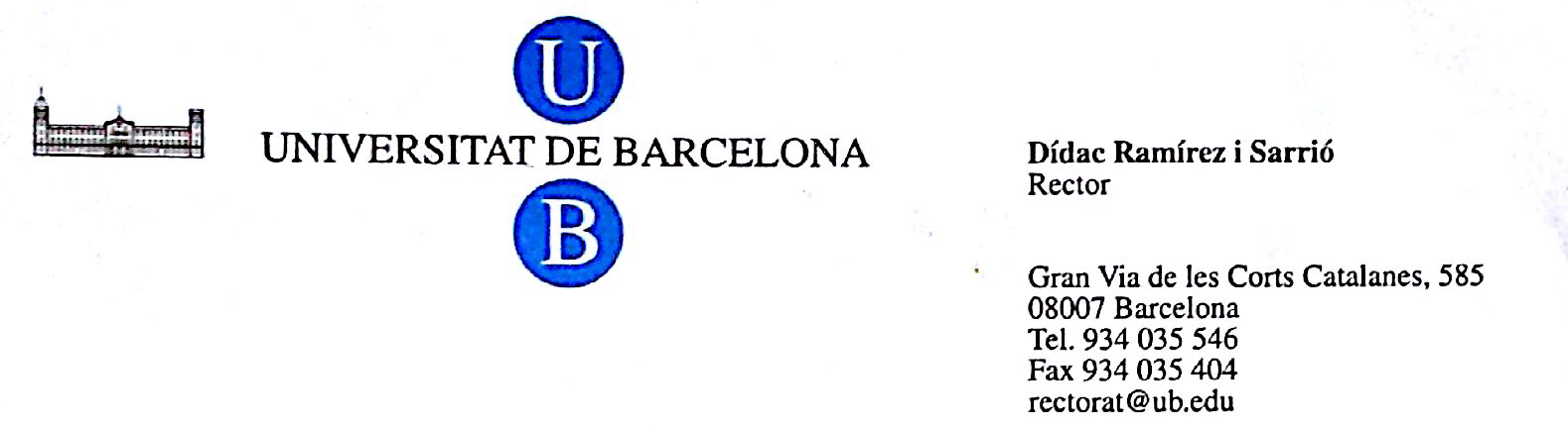University of Barcelona Letter