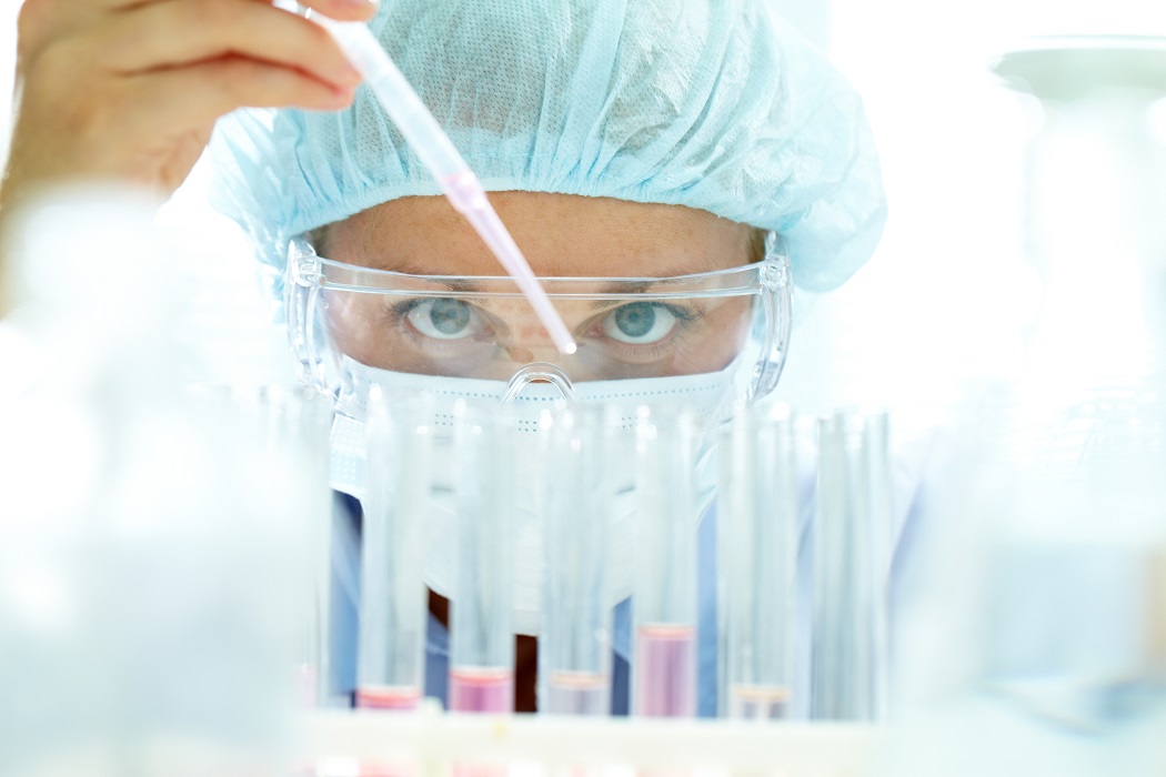 Women in science, female scientist with test tubes