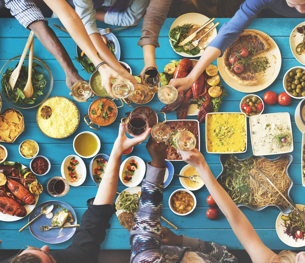 Friends Happiness Enjoying Dinning Eating Concept