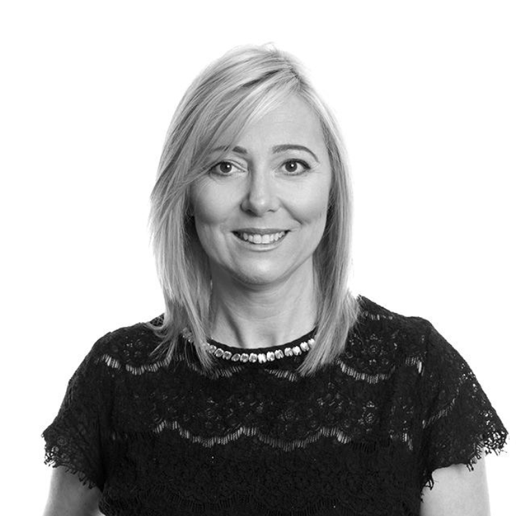 Black and white image of Lisa Wilkisky-Dick, Director of Marketing at the University of Stirling