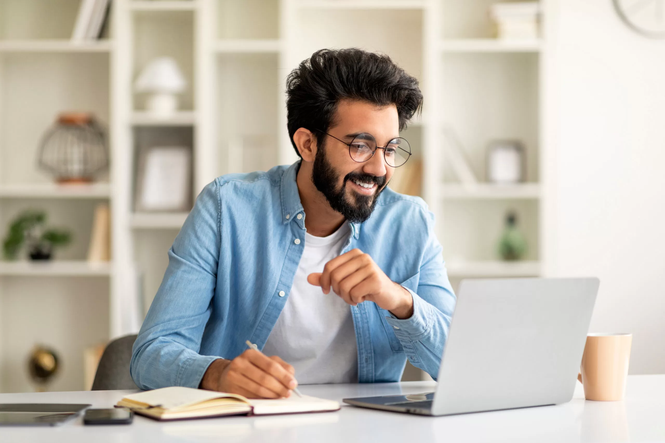 Man joining a QS webinar