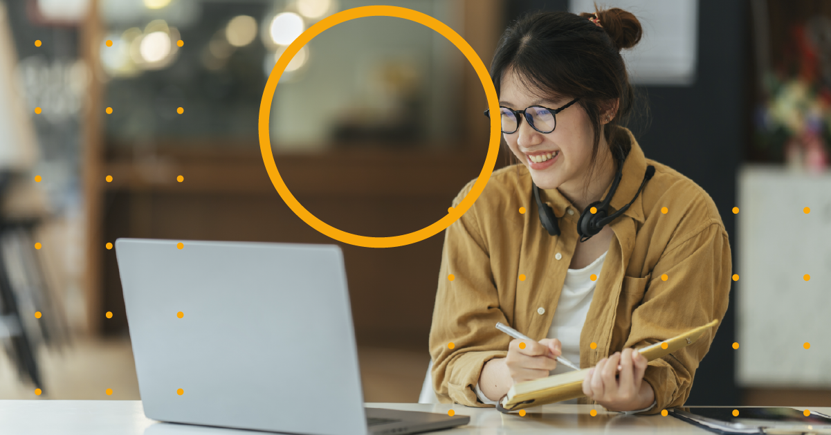 Student working on a laptop