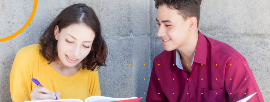 Two students working together