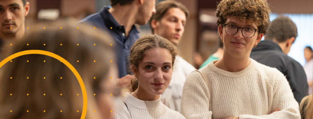 Students at a university fair